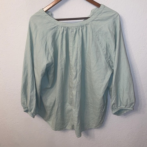 Women's Muted Pastel Sage Green Blouse - Picture 6 of 11
